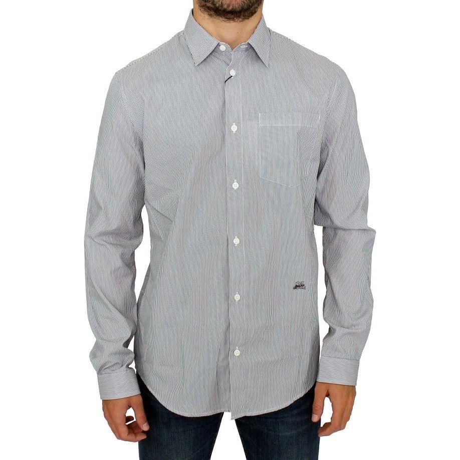 GF Ferre Chic Gray Striped Cotton Casual Shirt GF Ferre Dark Gray