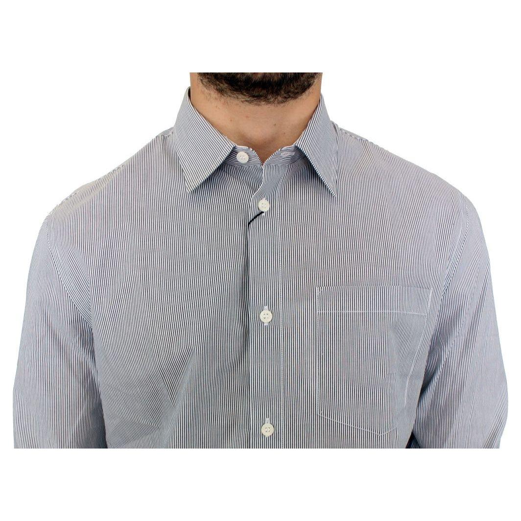 GF Ferre Chic Gray Striped Cotton Casual Shirt GF Ferre Gray