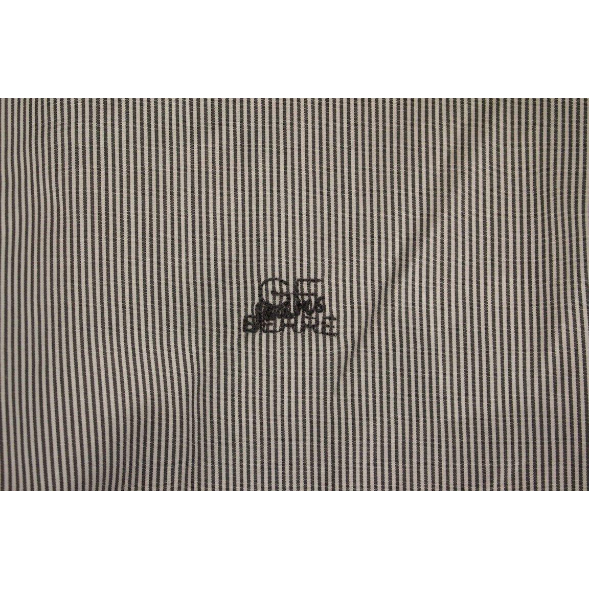 GF Ferre Chic Gray Striped Cotton Casual Shirt GF Ferre Dark Gray