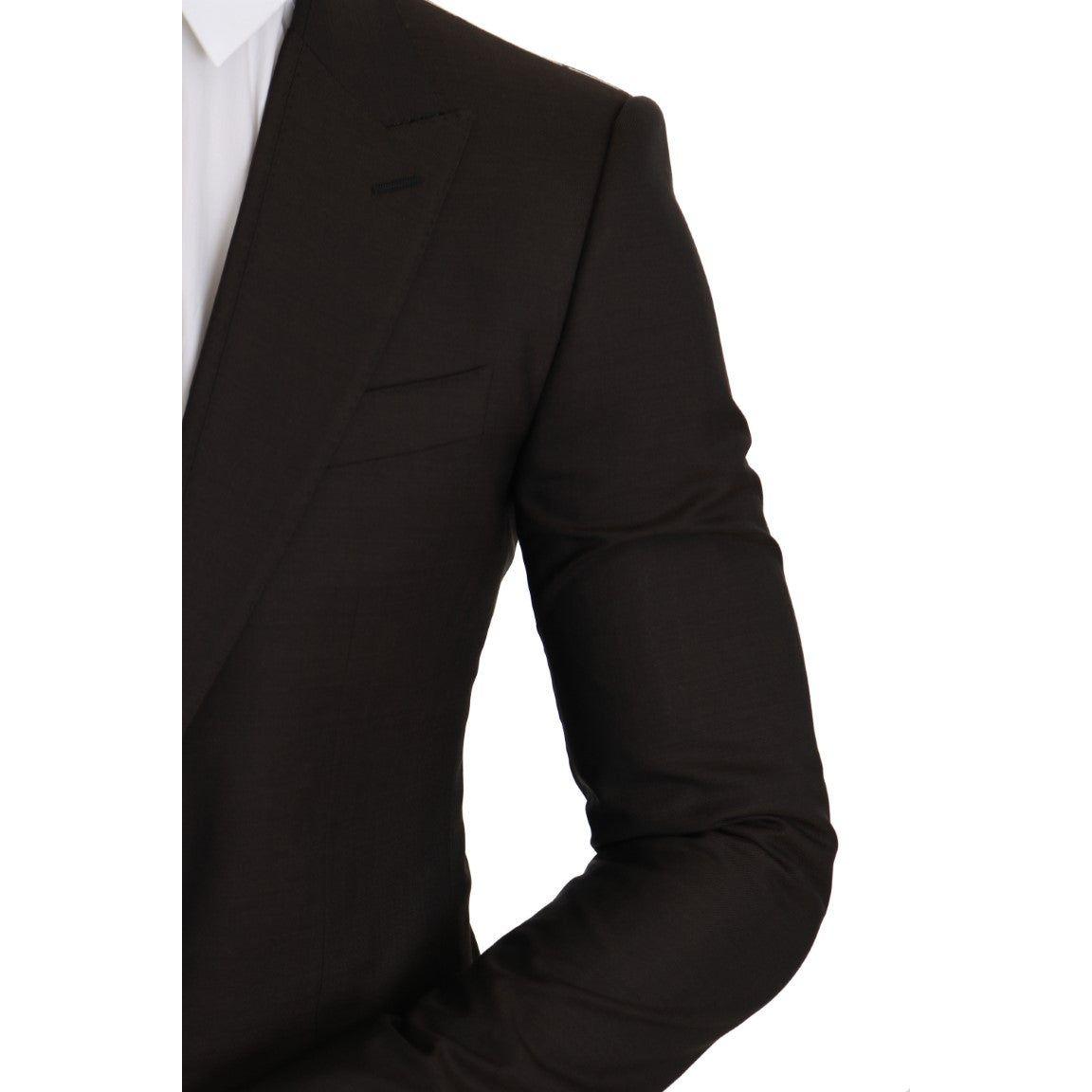 Dolce & Gabbana Sleek Slim Brown Virgin Wool Blazer Jacket Dolce & Gabbana Black