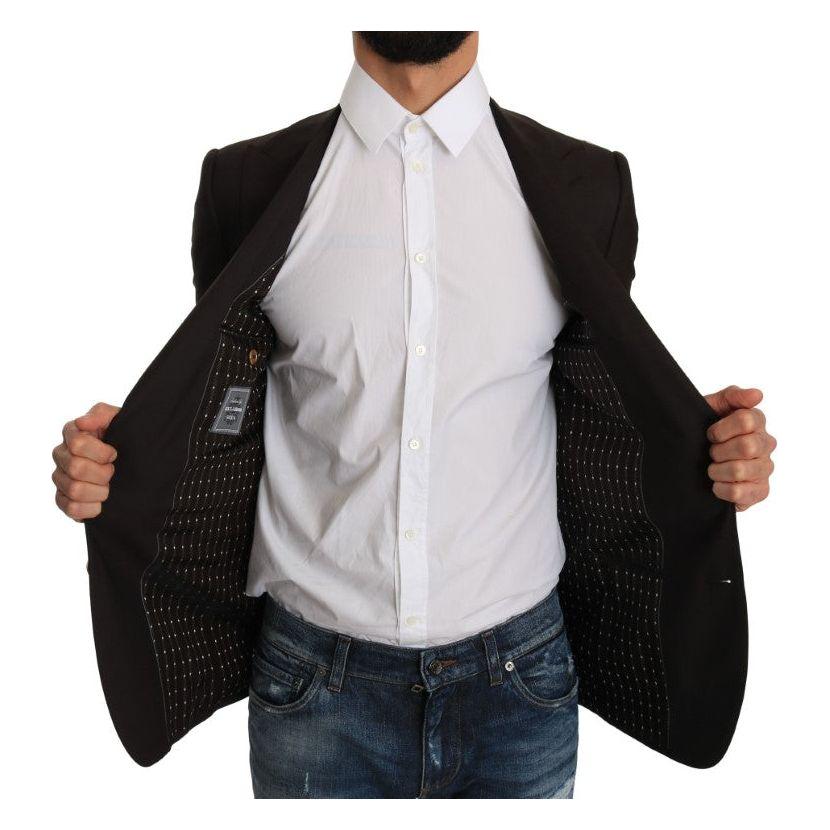 Dolce & Gabbana Sleek Slim Brown Virgin Wool Blazer Jacket Dolce & Gabbana Black