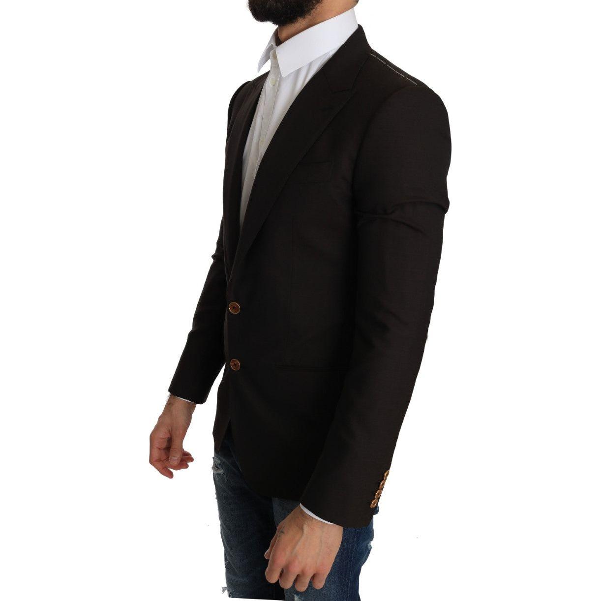 Dolce & Gabbana Sleek Slim Brown Virgin Wool Blazer Jacket Dolce & Gabbana Black