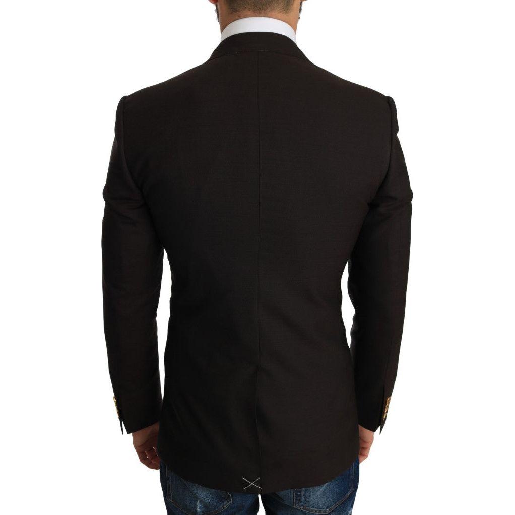 Dolce & Gabbana Sleek Slim Brown Virgin Wool Blazer Jacket Dolce & Gabbana Black