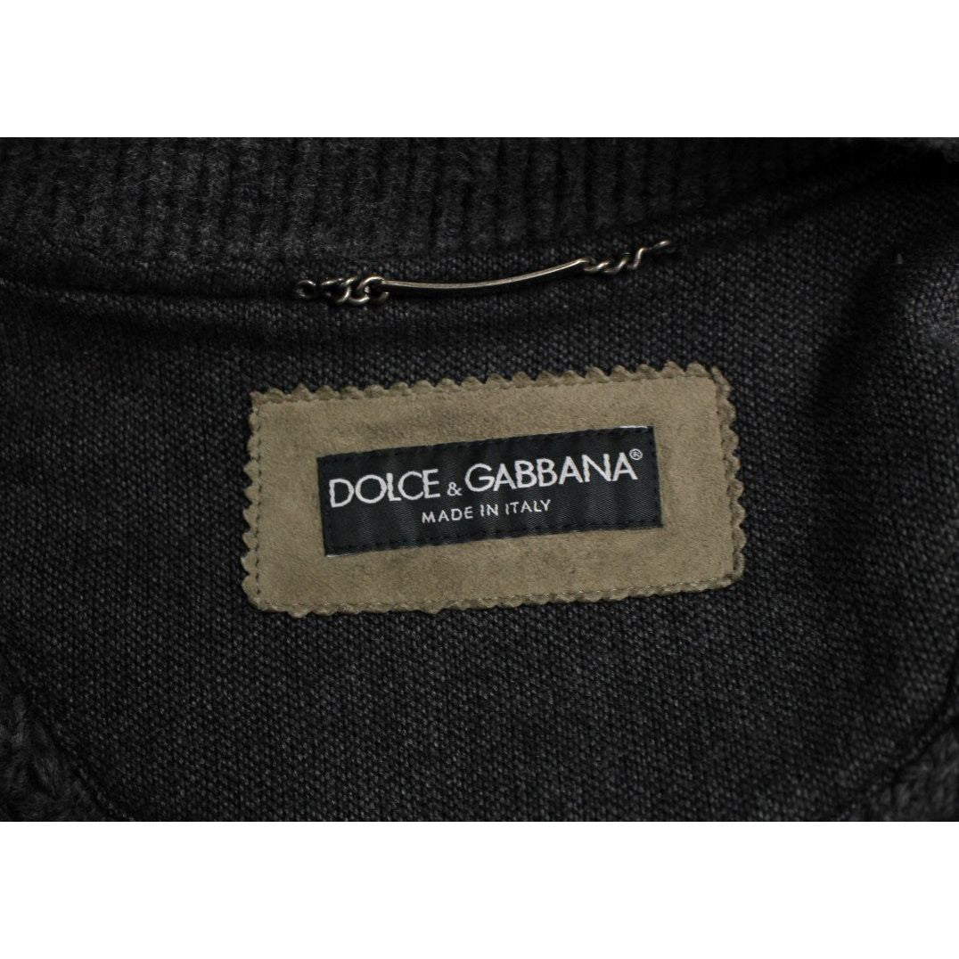 Dolce & Gabbana Elegant Leather & Wool Blend Jacket Coats & Jackets Dolce & Gabbana Black