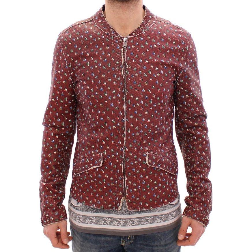 Dolce & Gabbana Exclusive Boxer Print Bordeaux Leather Jacket Coats & Jackets Dolce & Gabbana Saddle Brown