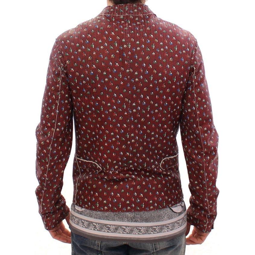 Dolce & Gabbana Exclusive Boxer Print Bordeaux Leather Jacket Coats & Jackets Dolce & Gabbana Dark Olive Green