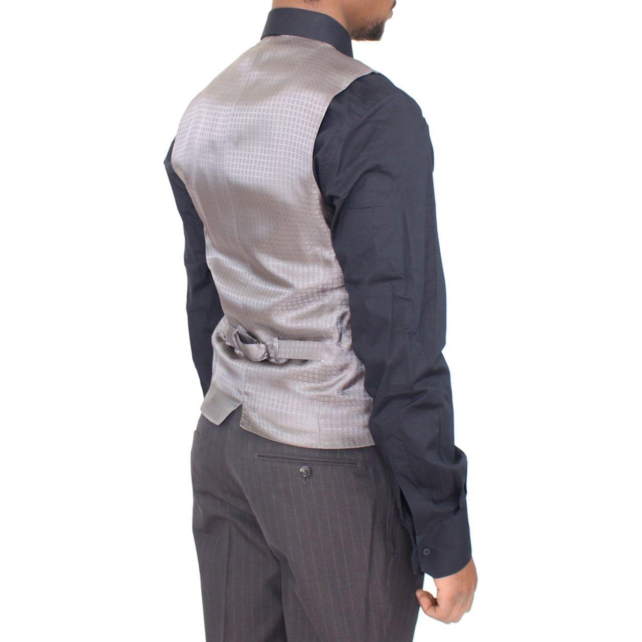 Dolce & Gabbana Elegant Gray Striped Dress Vest Dolce & Gabbana Dark Slate Gray