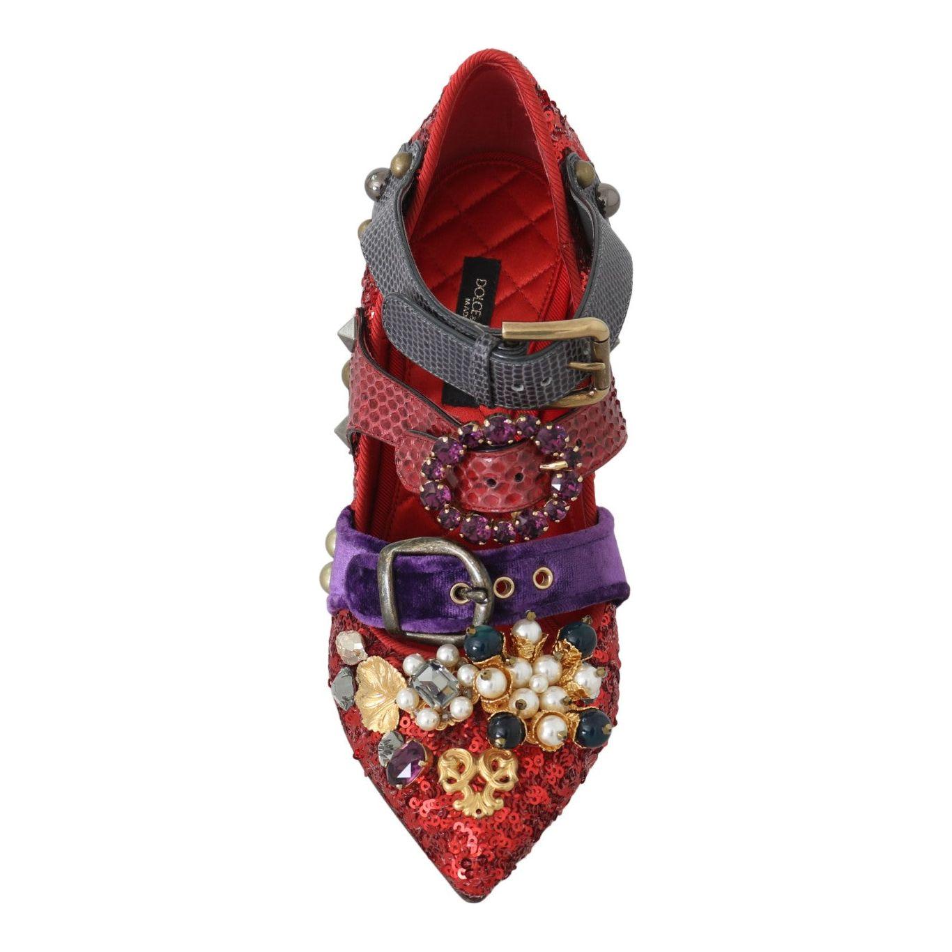 Dolce & Gabbana Red Bellucci Alta Moda Embellished Pumps Dolce & Gabbana Saddle Brown