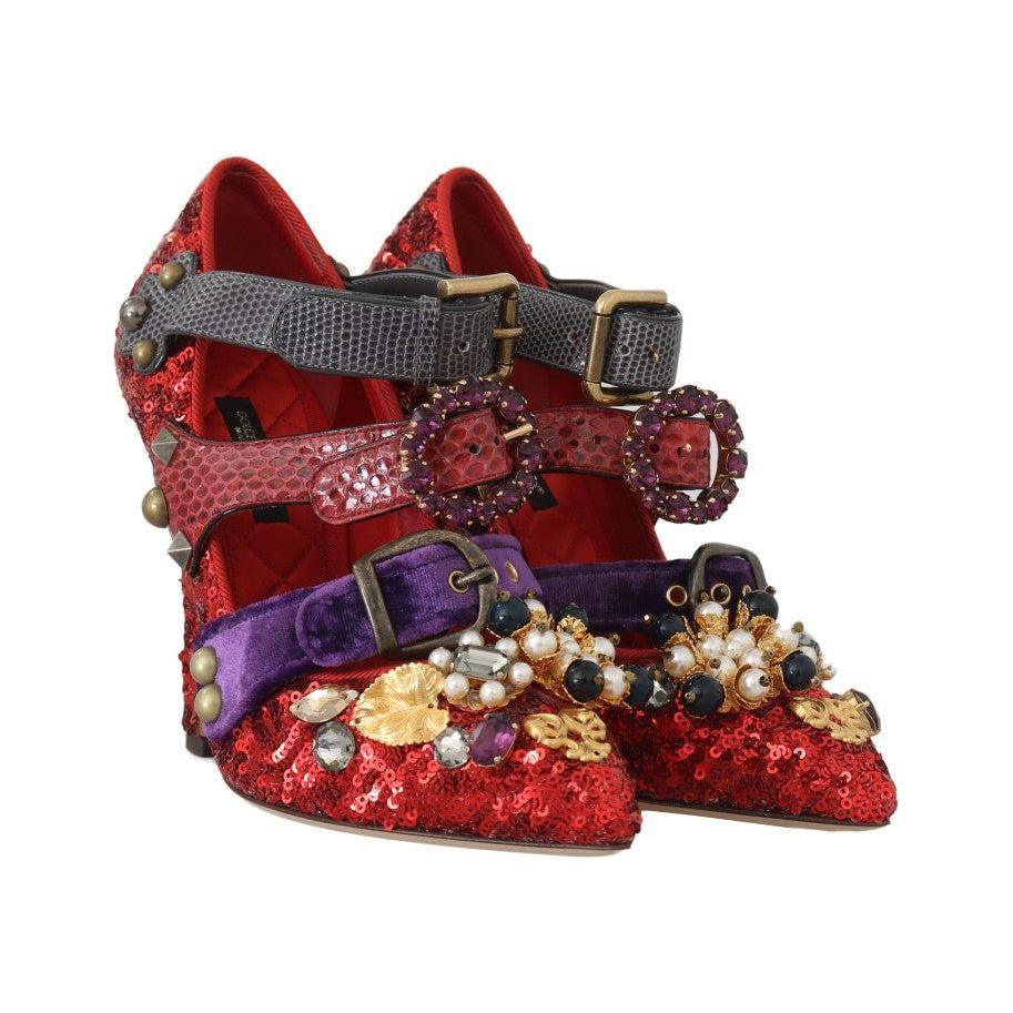 Dolce & Gabbana Red Bellucci Alta Moda Embellished Pumps Dolce & Gabbana Dark Slate Gray
