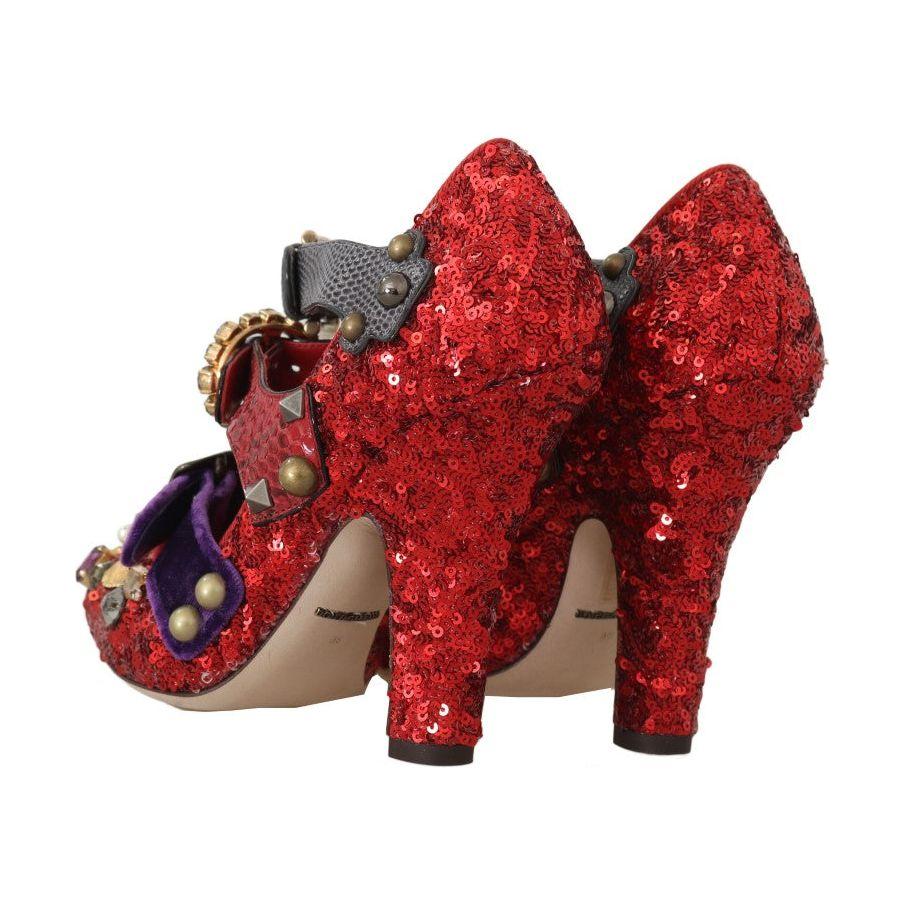 Dolce & Gabbana Red Bellucci Alta Moda Embellished Pumps Dolce & Gabbana Brown