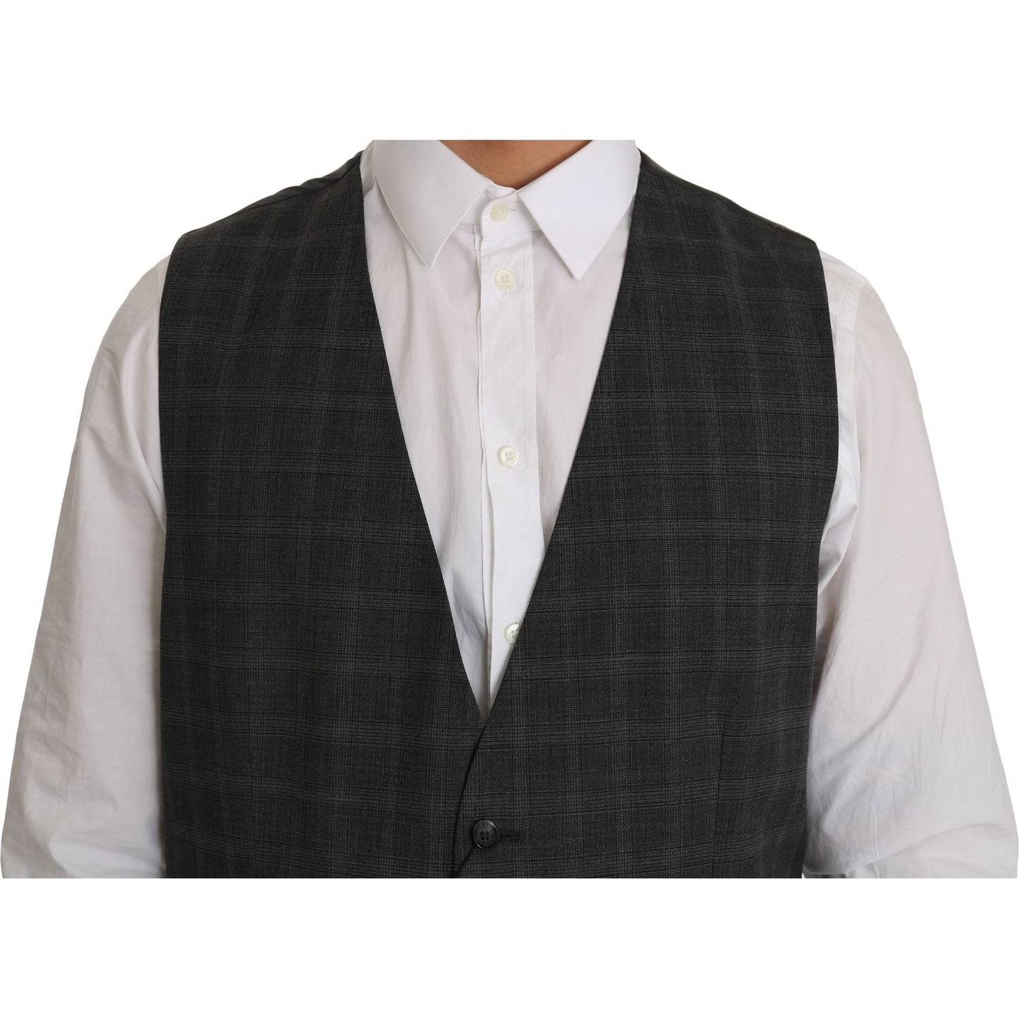 Dolce & Gabbana Elegant Checkered Wool Vest for the Urbane Man Dolce & Gabbana Dark Slate Gray