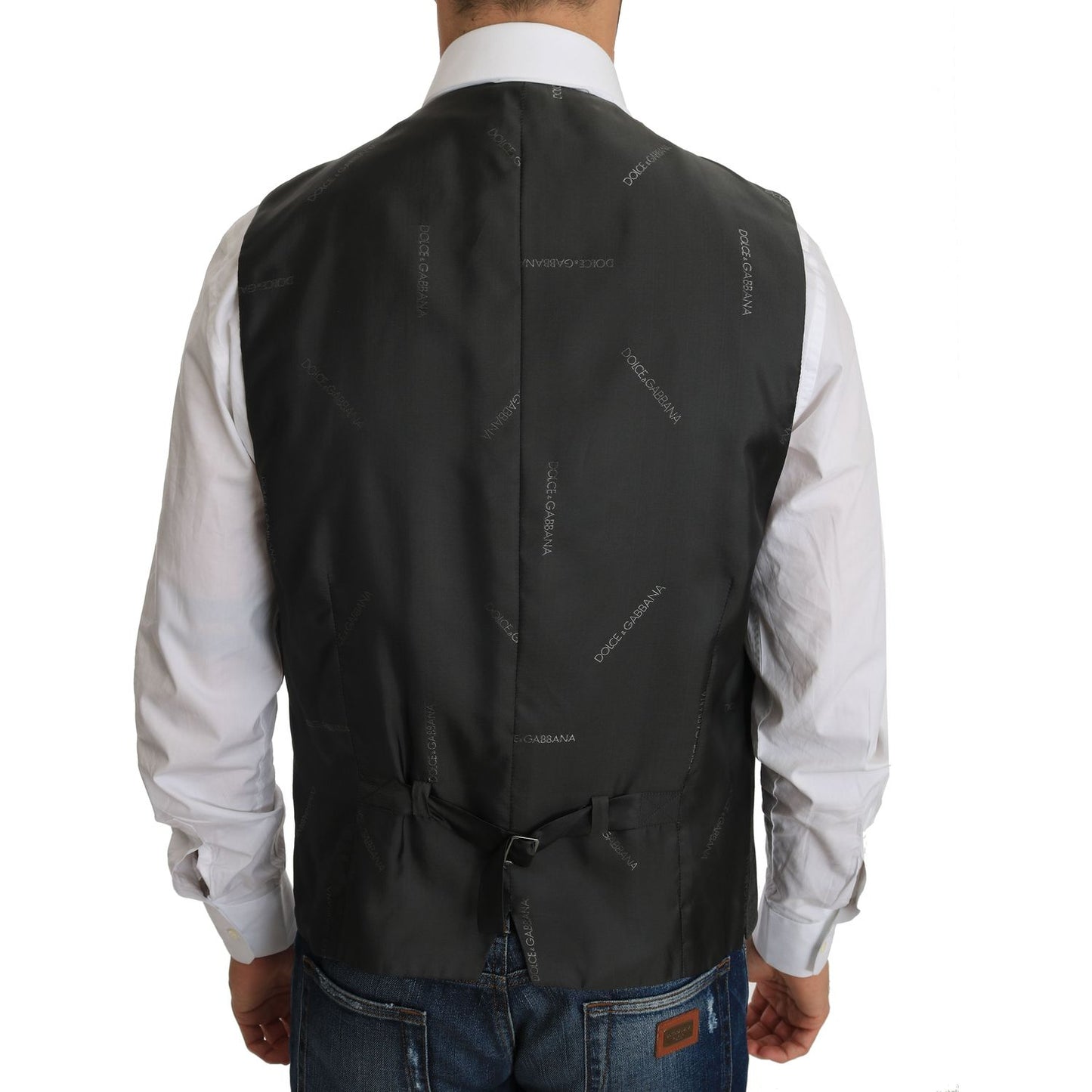 Dolce & Gabbana Elegant Checkered Wool Vest for the Urbane Man Dolce & Gabbana Dark Slate Gray