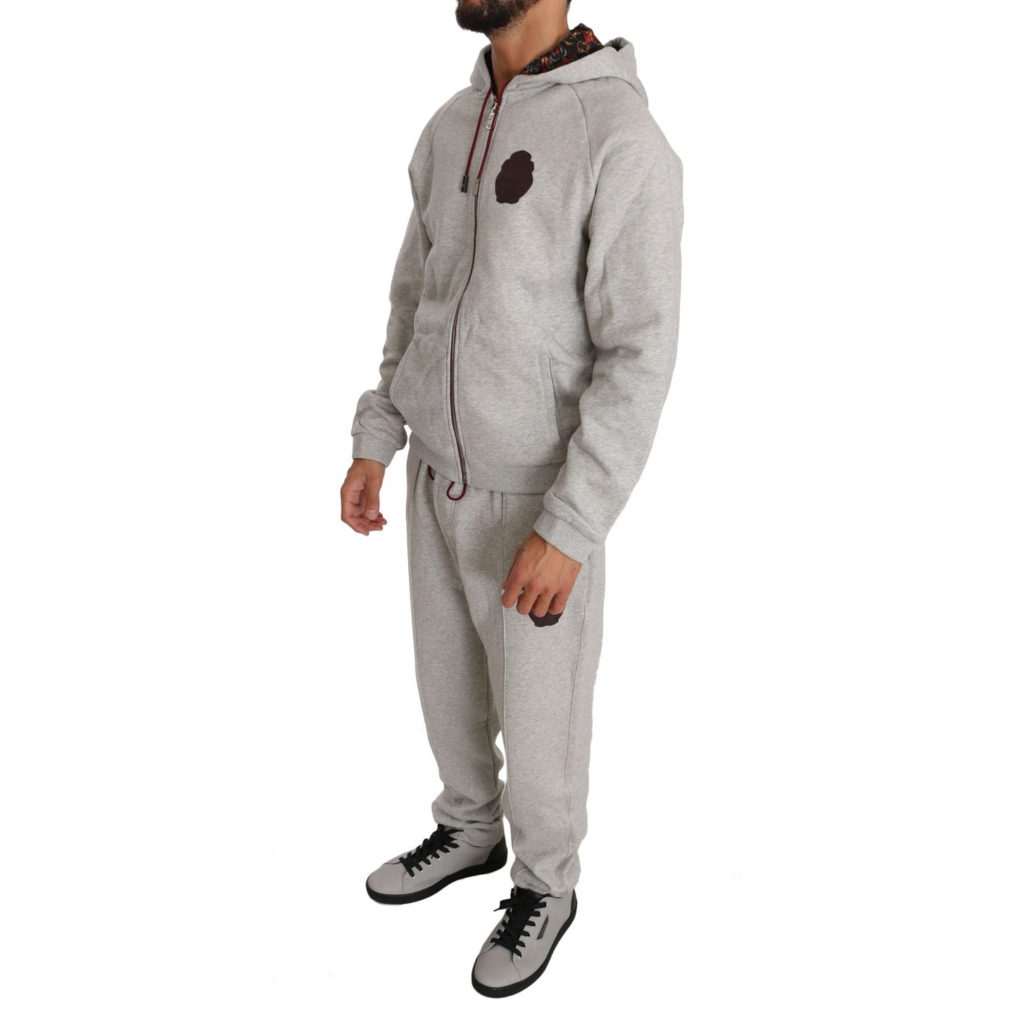 Billionaire Italian Couture Elegant Gray Hooded Sweatsuit Ensemble Billionaire Italian Couture Dark Gray