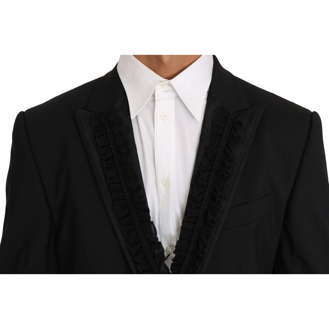 Dolce & Gabbana Elegant Black Slim Fit Martini Blazer Jacket Dolce & Gabbana Light Gray