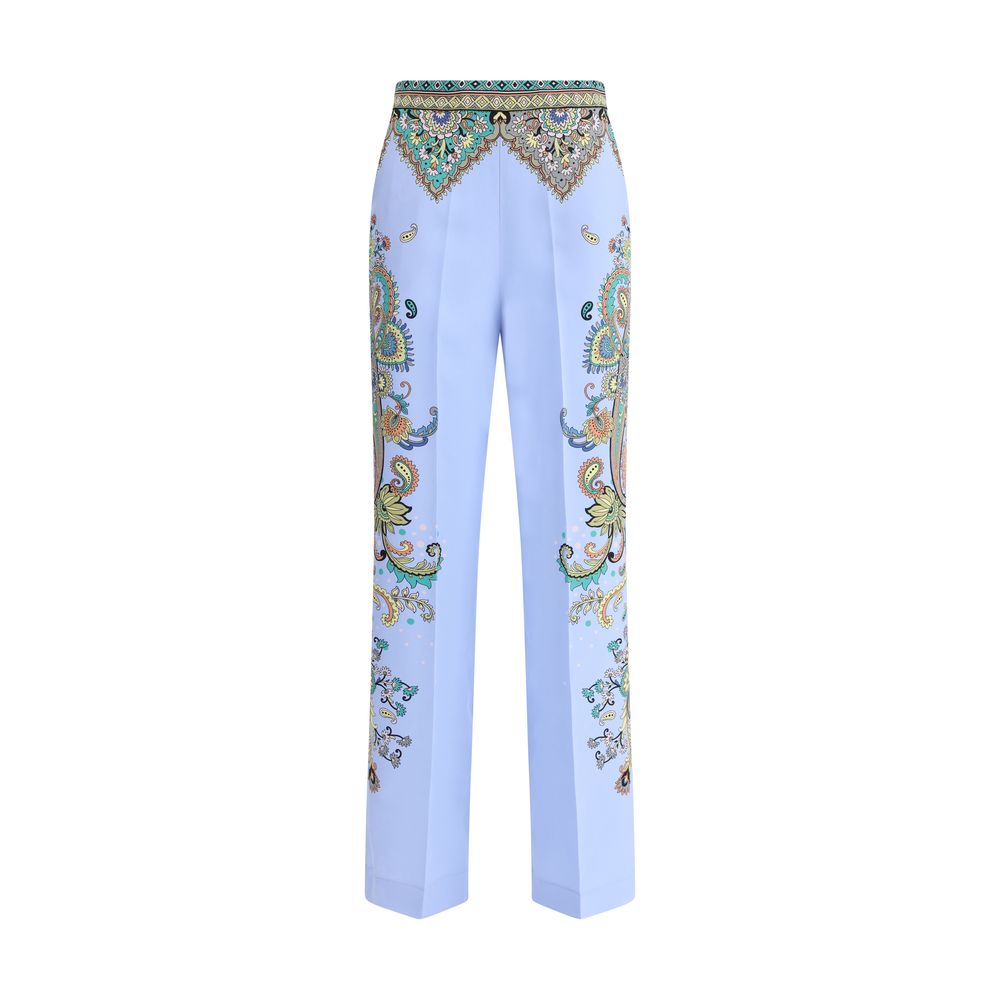 Etro Floral Print Pants Etro Light Steel Blue