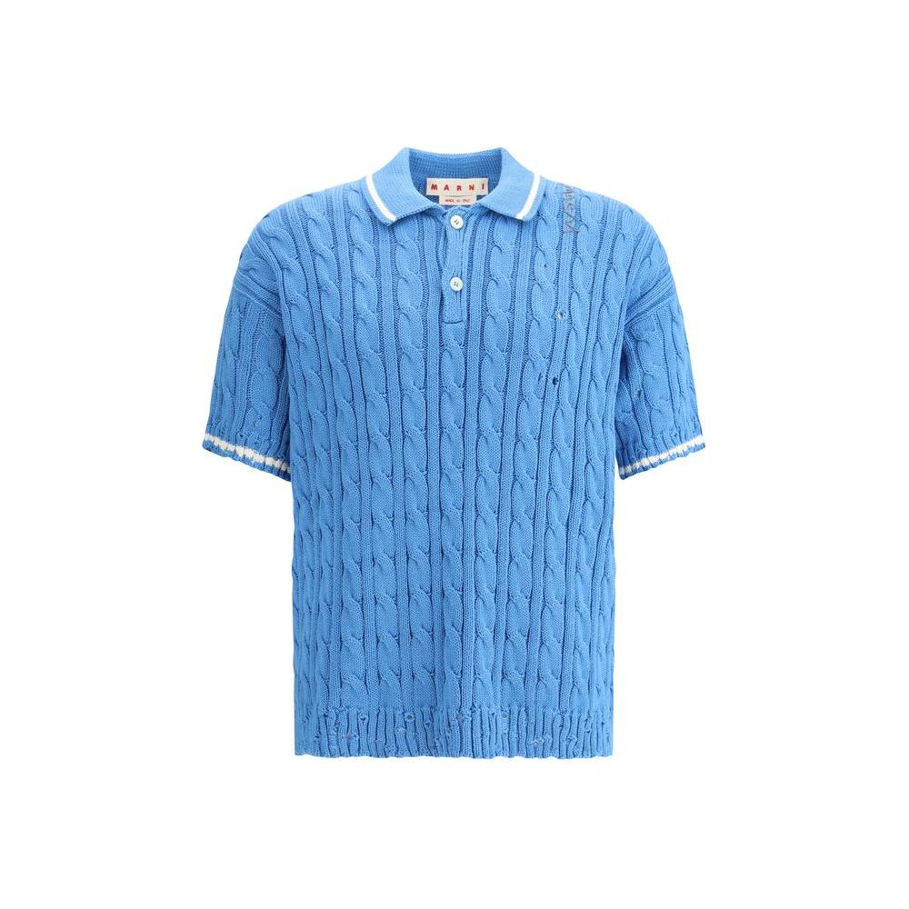 Marni Knit Polo Shirt Marni Cornflower Blue