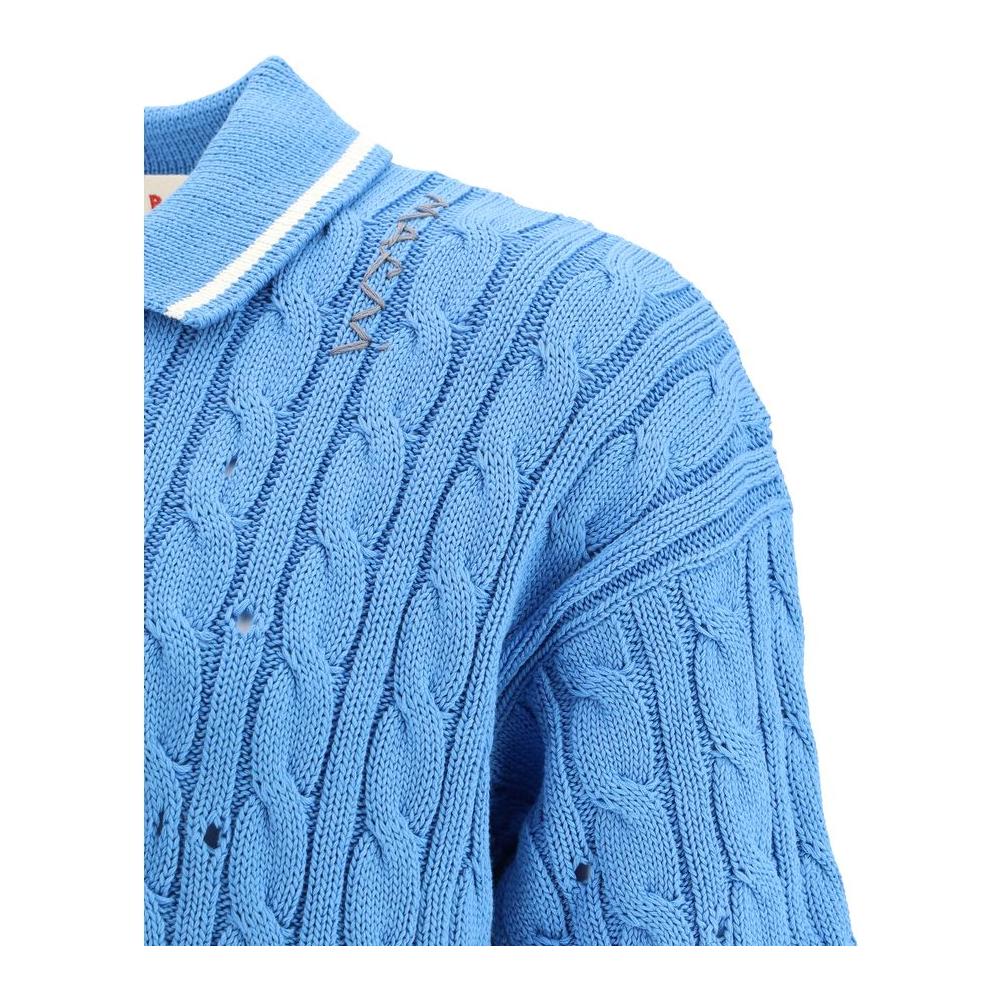 Marni Knit Polo Shirt Marni Cornflower Blue