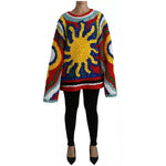 Dolce & Gabbana Multicolor Sun Ruffled Top Blouse Sweater 1728,24% Cotton,25% Silk,3% Rayon,5% Lurex,67345645728,8% Rayon,Clothing,Dolce & Gabbana,IT40|S,Material: 35% Nylon,Multicolor,New with tags,Sweaters - Women - Clothing,Women,Women - Clothing TSH42