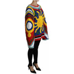 Dolce & Gabbana Multicolor Sun Ruffled Top Blouse Sweater 1728,24% Cotton,25% Silk,3% Rayon,5% Lurex,67345645728,8% Rayon,Clothing,Dolce & Gabbana,IT40|S,Material: 35% Nylon,Multicolor,New with tags,Sweaters - Women - Clothing,Women,Women - Clothing TSH42