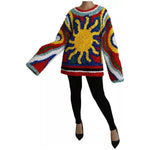 Dolce & Gabbana Multicolor Sun Ruffled Top Blouse Sweater 1728,24% Cotton,25% Silk,3% Rayon,5% Lurex,67345645728,8% Rayon,Clothing,Dolce & Gabbana,IT40|S,Material: 35% Nylon,Multicolor,New with tags,Sweaters - Women - Clothing,Women,Women - Clothing TSH42