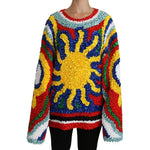 Dolce & Gabbana Multicolor Sun Ruffled Top Blouse Sweater 1728,24% Cotton,25% Silk,3% Rayon,5% Lurex,67345645728,8% Rayon,Clothing,Dolce & Gabbana,IT40|S,Material: 35% Nylon,Multicolor,New with tags,Sweaters - Women - Clothing,Women,Women - Clothing TSH42