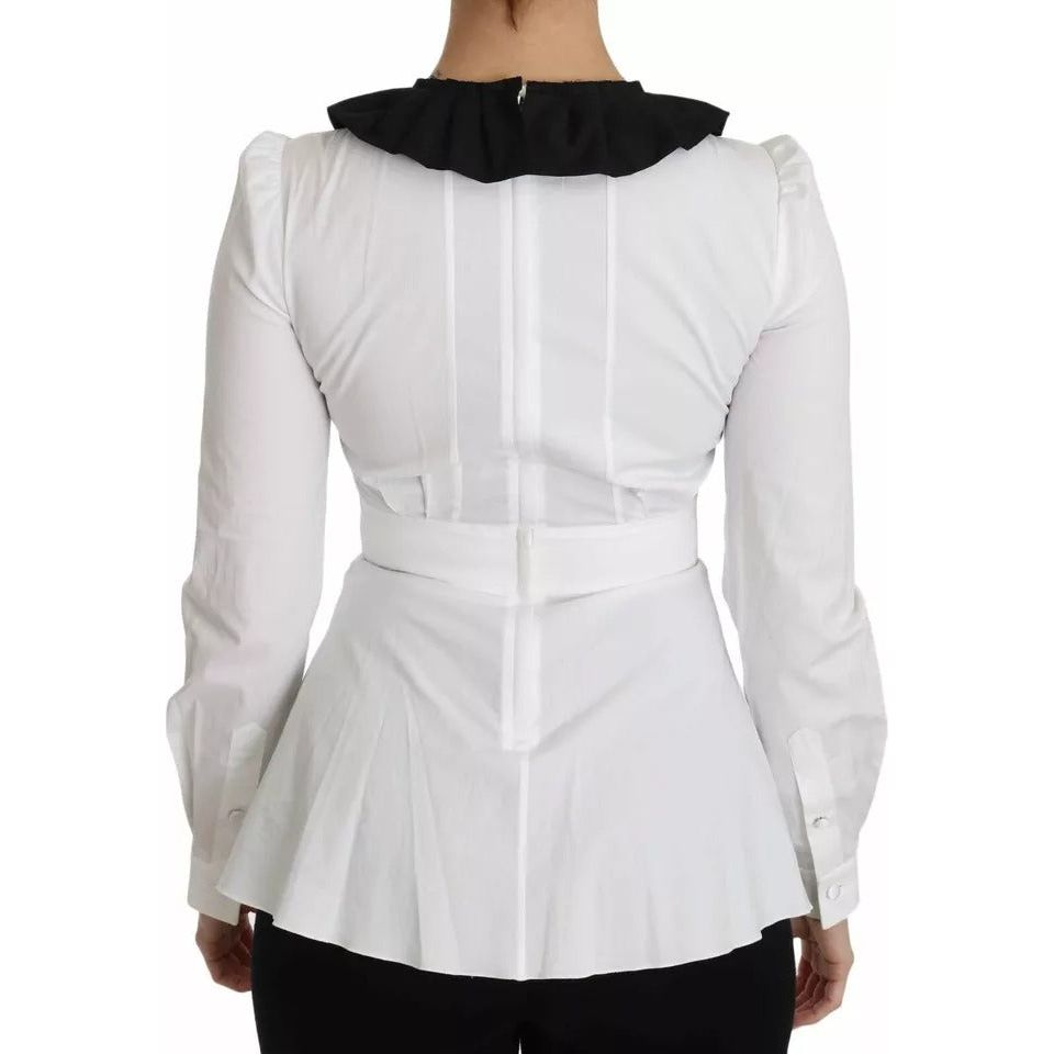 Dolce & Gabbana Black White Decorative Buttons Tops Shirt Blouse 1728,67345645728,Black and White,Clothing,Dolce & Gabbana,IT36 | XS,Material: 97% Cotton 3% Elastane,New with tags,Tops & T-Shirts - Women - Clothing,Women,Women - Clothing Dolce & Gabbana T