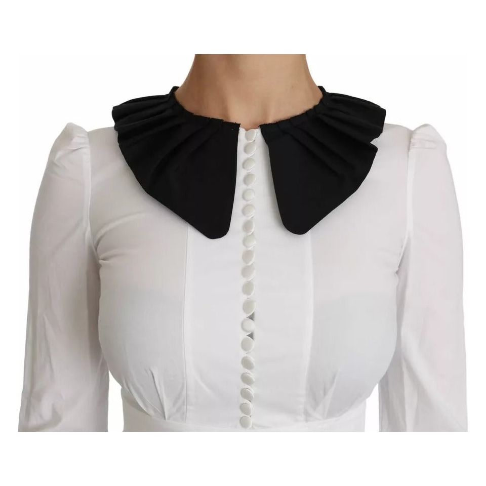 Dolce & Gabbana Black White Decorative Buttons Tops Shirt Blouse 1728,67345645728,Black and White,Clothing,Dolce & Gabbana,IT36 | XS,Material: 97% Cotton 3% Elastane,New with tags,Tops & T-Shirts - Women - Clothing,Women,Women - Clothing Dolce & Gabbana T