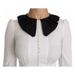 Dolce & Gabbana Black White Decorative Buttons Tops Shirt Blouse 1728,67345645728,Black and White,Clothing,Dolce & Gabbana,IT36 | XS,Material: 97% Cotton 3% Elastane,New with tags,Tops & T-Shirts - Women - Clothing,Women,Women - Clothing Dolce & Gabbana T