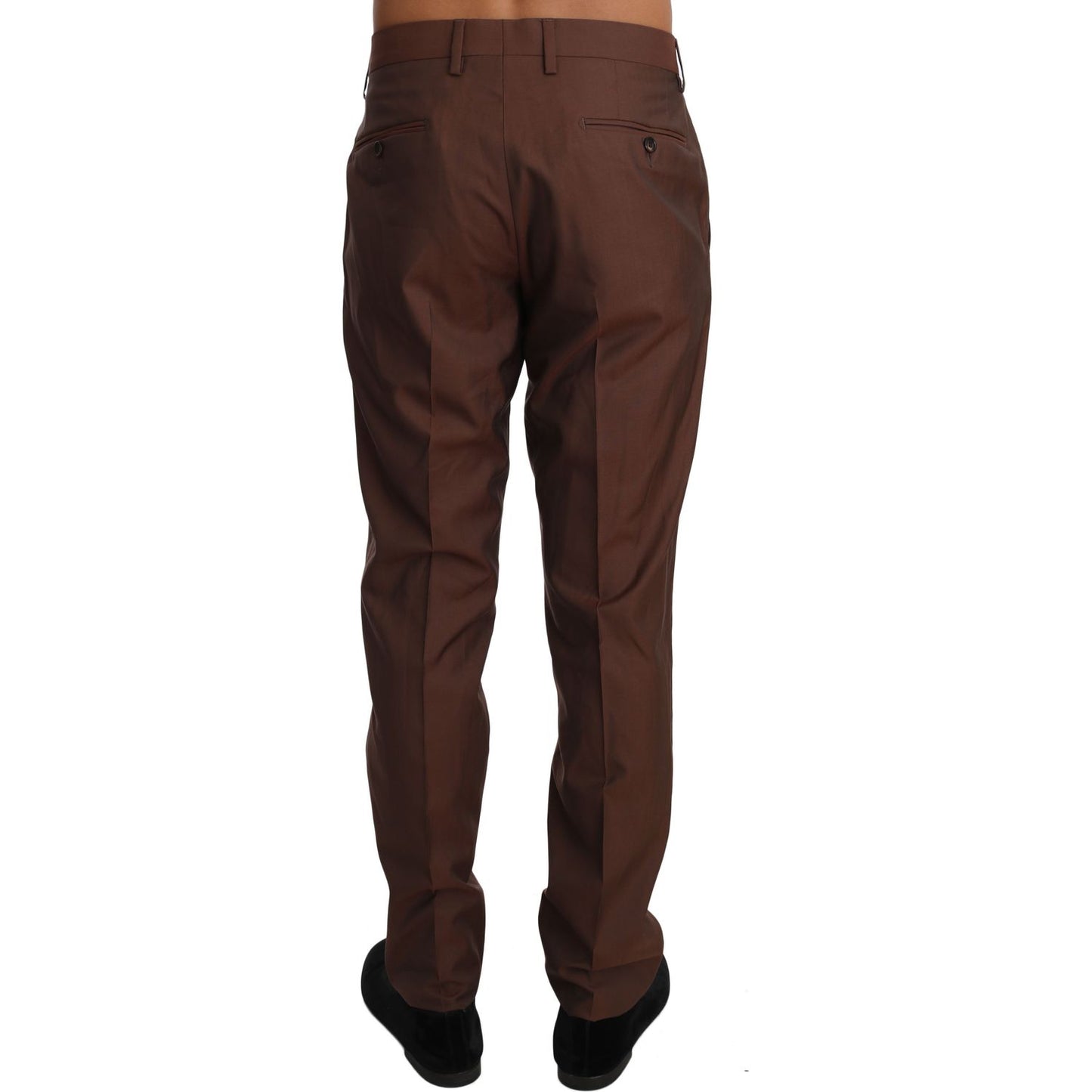 Dolce & Gabbana Elegant Brown Wool-Silk Formal Pants Dolce & Gabbana Dark Slate Gray