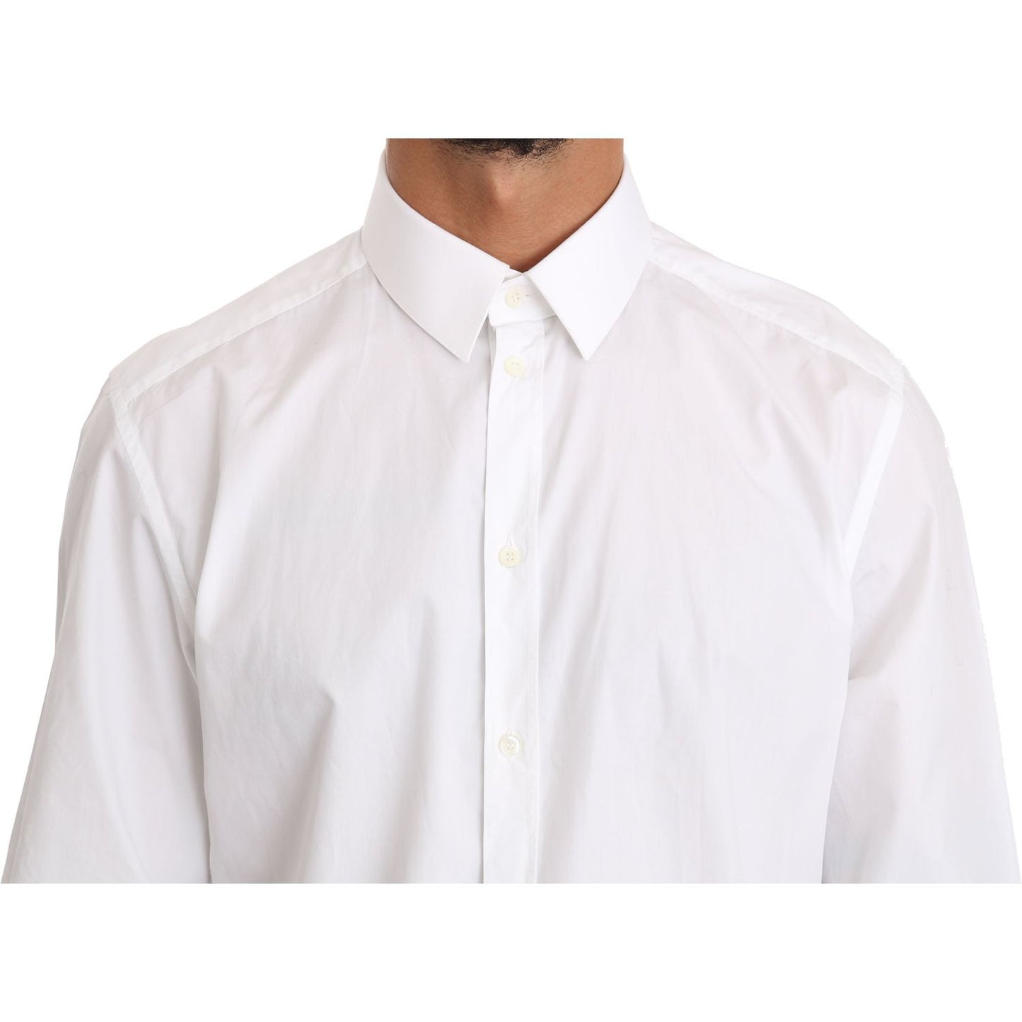 Dolce & Gabbana Elegant Slim Fit Dress Shirt in Pure White MAN SHIRTS Dolce & Gabbana Lavender