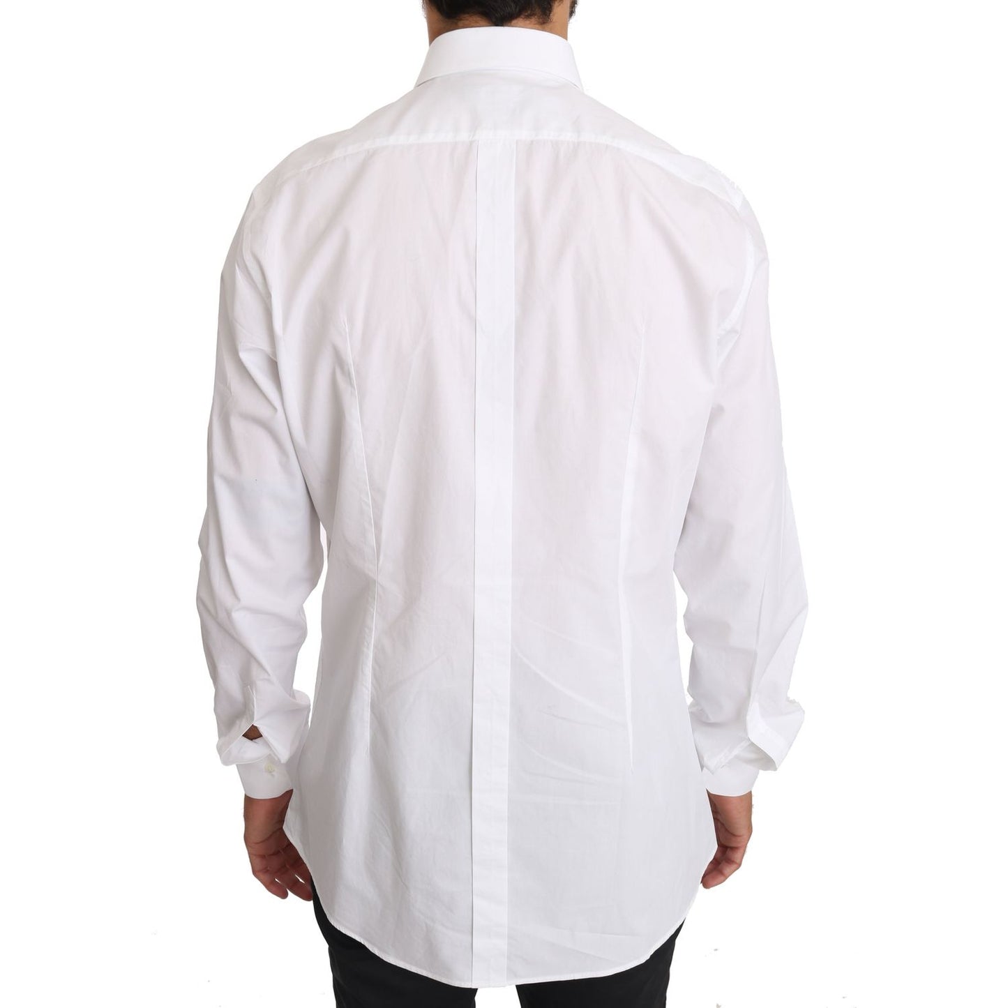 Dolce & Gabbana Elegant Slim Fit Dress Shirt in Pure White MAN SHIRTS Dolce & Gabbana Light Gray