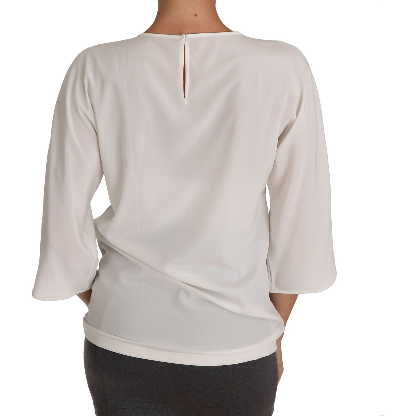 Dolce & Gabbana Elegant Silk Blend Crewneck Blouse Dolce & Gabbana Gray