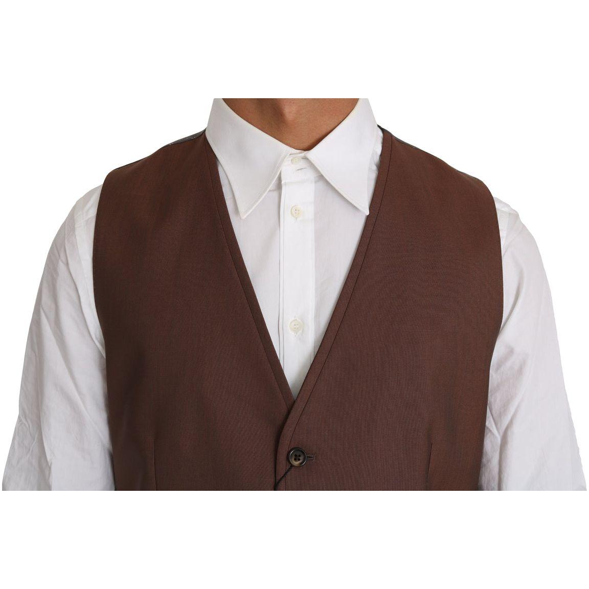 Dolce & Gabbana Sleek Bronze & Gray Formal Vest Slim Fit Dolce & Gabbana Light Gray