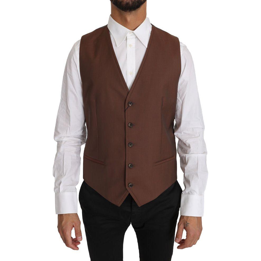 Dolce & Gabbana Sleek Bronze & Gray Formal Vest Slim Fit Dolce & Gabbana Dark Slate Gray