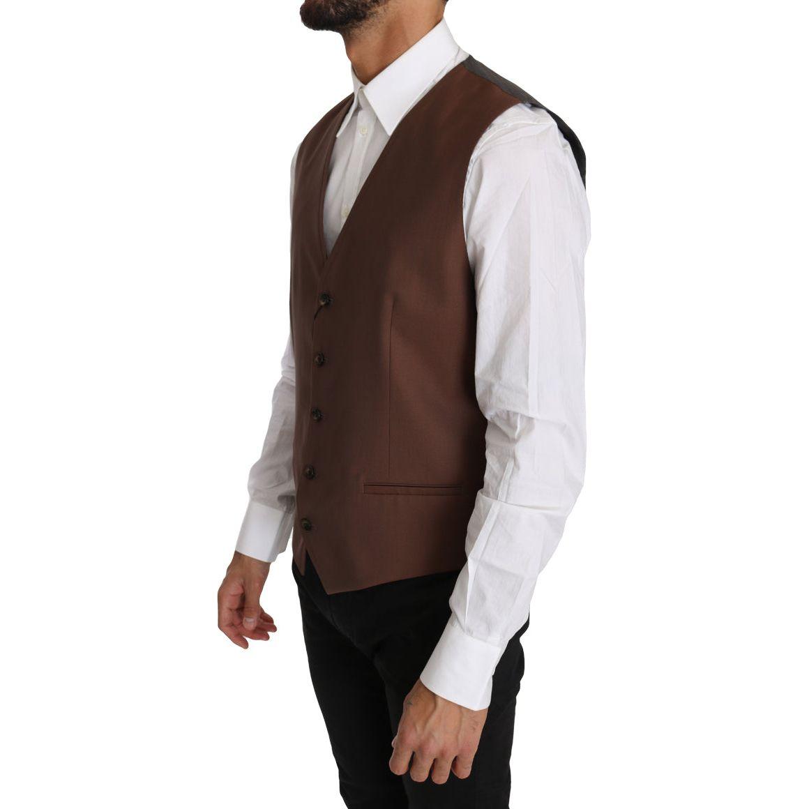 Dolce & Gabbana Sleek Bronze & Gray Formal Vest Slim Fit Dolce & Gabbana Light Gray