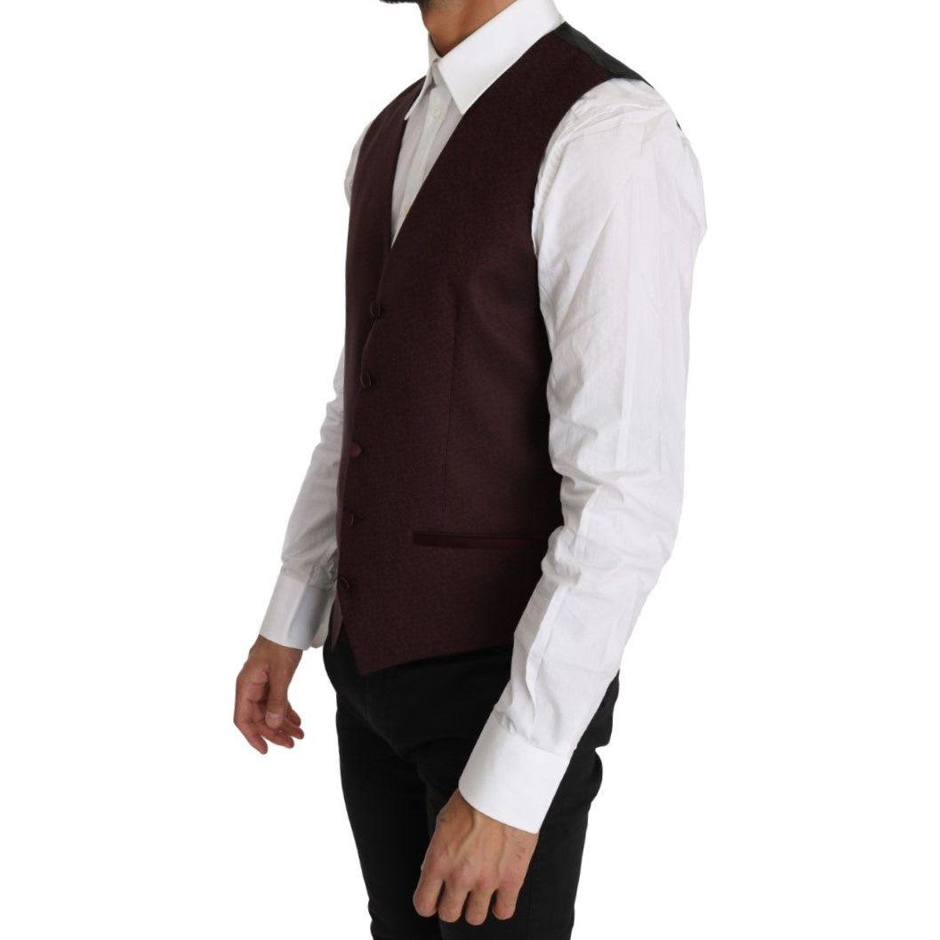Dolce & Gabbana Elegant Purple Patterned Men's Formal Vest Dolce & Gabbana Light Gray