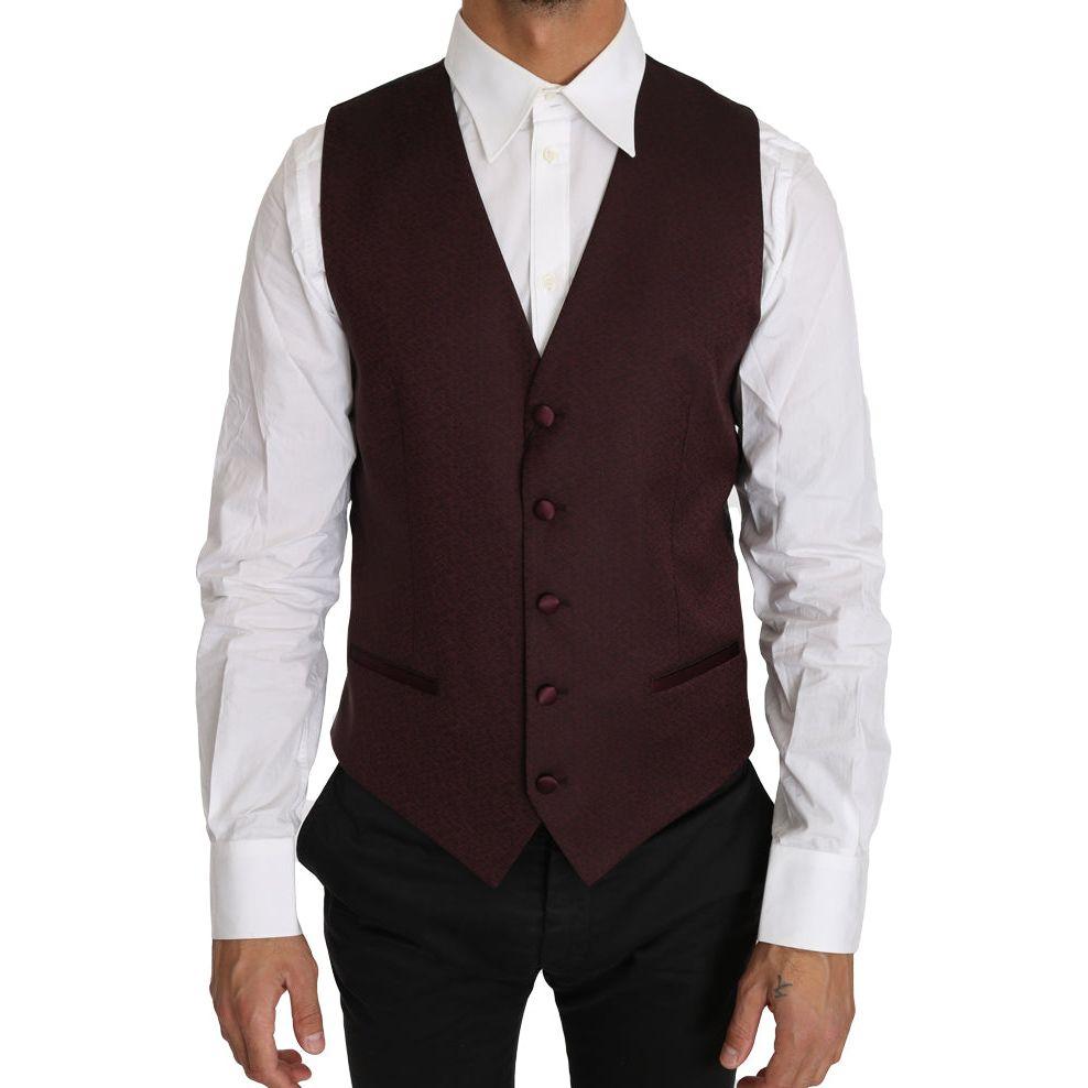 Dolce & Gabbana Elegant Purple Patterned Men's Formal Vest Dolce & Gabbana Black