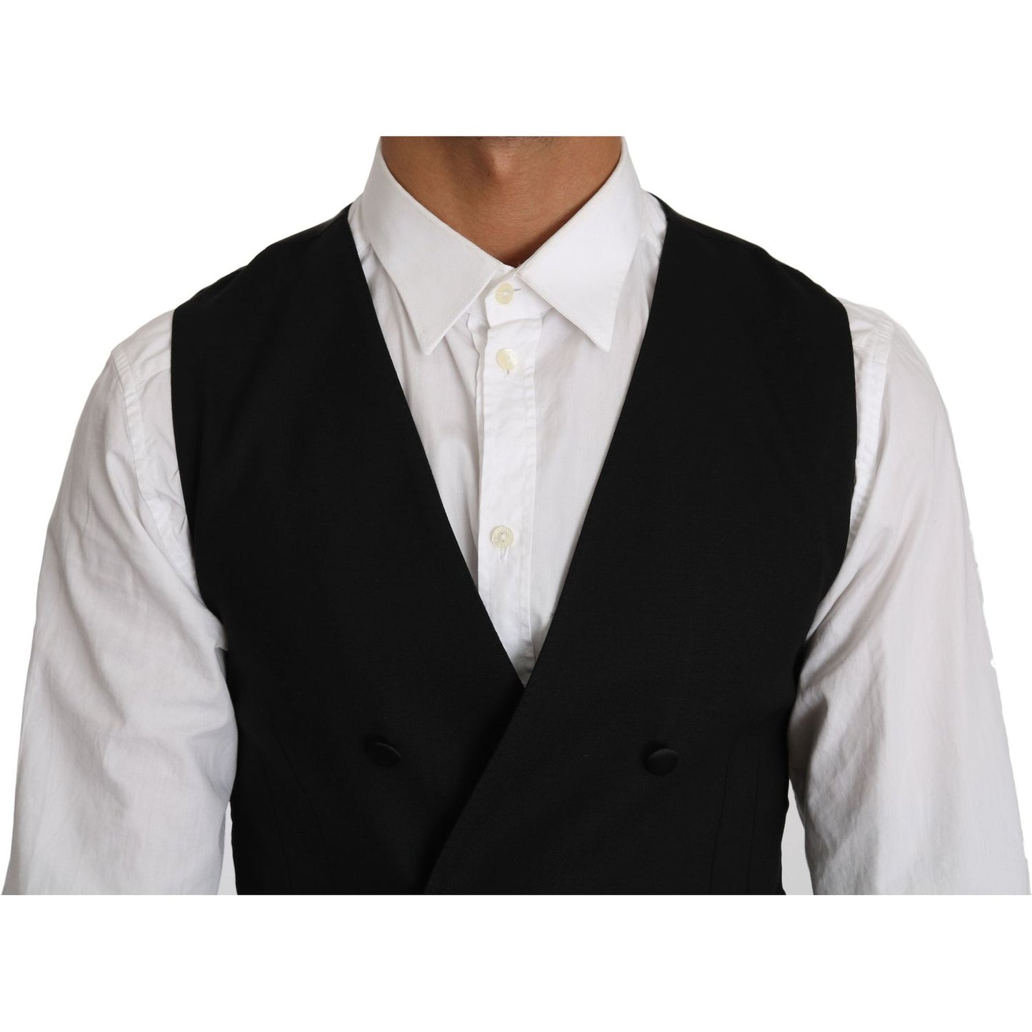 Dolce & Gabbana Sleek Double Breasted Slim Fit Wool Vest Dolce & Gabbana Gray