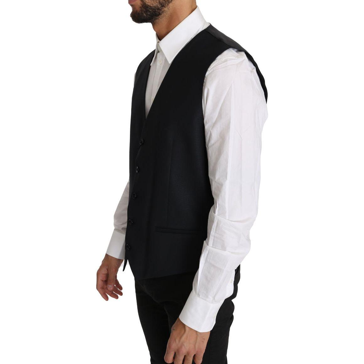 Dolce & Gabbana Elegant Gray Slim-Fit Wool-Silk Vest Dolce & Gabbana Light Gray