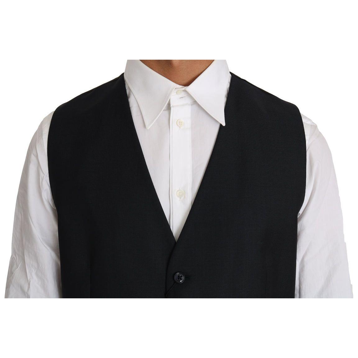 Dolce & Gabbana Elegant Gray Slim-Fit Wool-Silk Vest Dolce & Gabbana Black