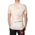 Dolce & Gabbana Beige Graphic Print Cotton V-neck T-shirt