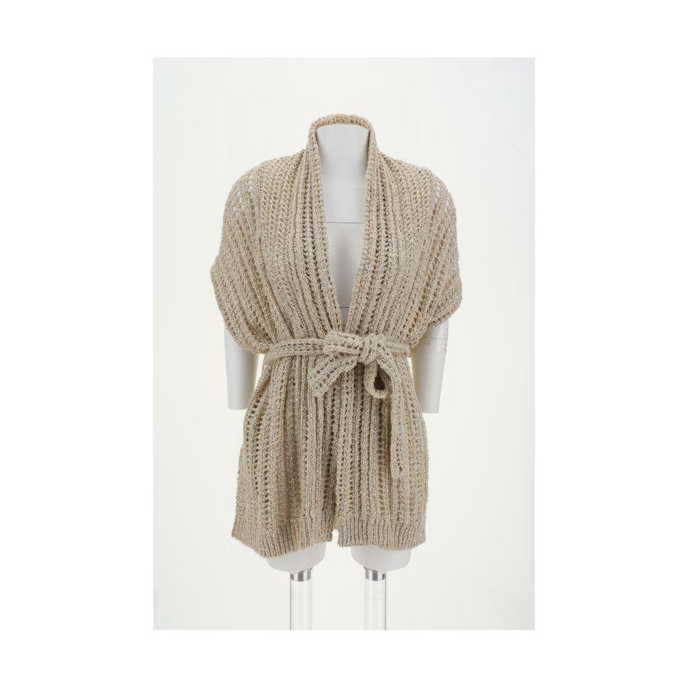 Brunello Cucinelli Perforated Cardigan with sequins Brunello Cucinelli Beige