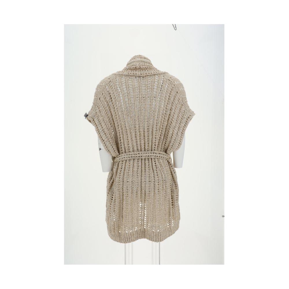 Brunello Cucinelli Perforated Cardigan with sequins Brunello Cucinelli Beige