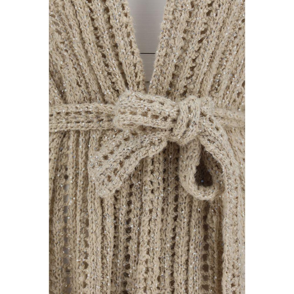 Brunello Cucinelli Perforated Cardigan with sequins Brunello Cucinelli Rosy Brown