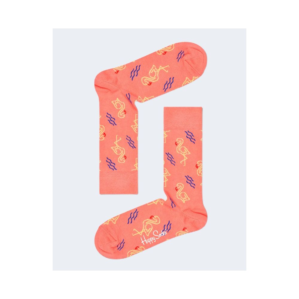 Happy Socks Orange Cotton Socks with flamingo pattern on a light background