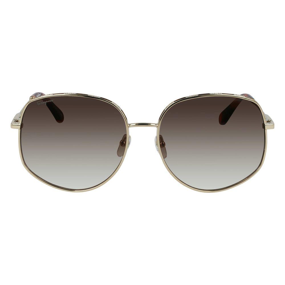 Salvatore Ferragamo Gold Metal Sunglasses Salvatore Ferragamo Light Slate Gray
