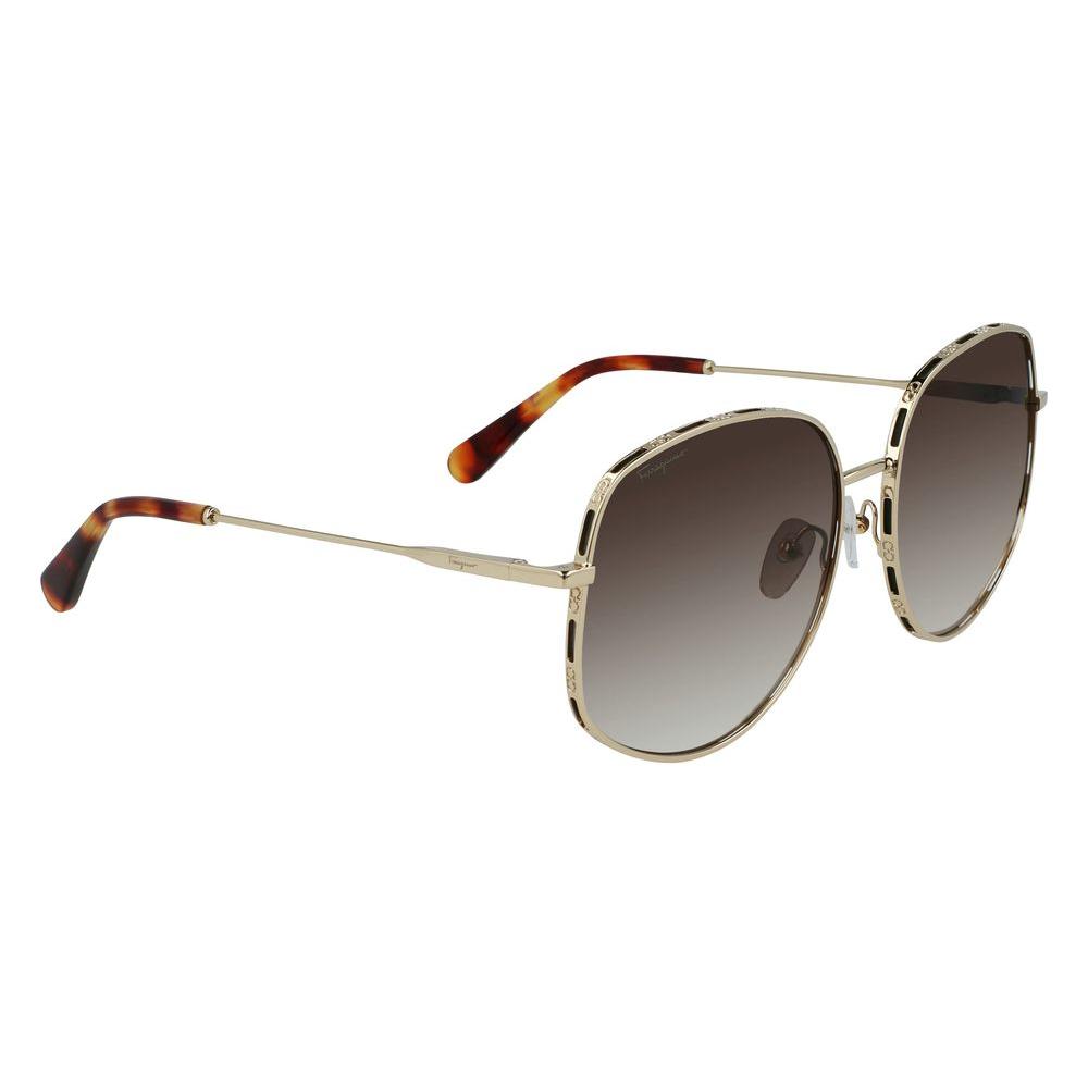 Salvatore Ferragamo Gold Metal Sunglasses Salvatore Ferragamo Light Slate Gray