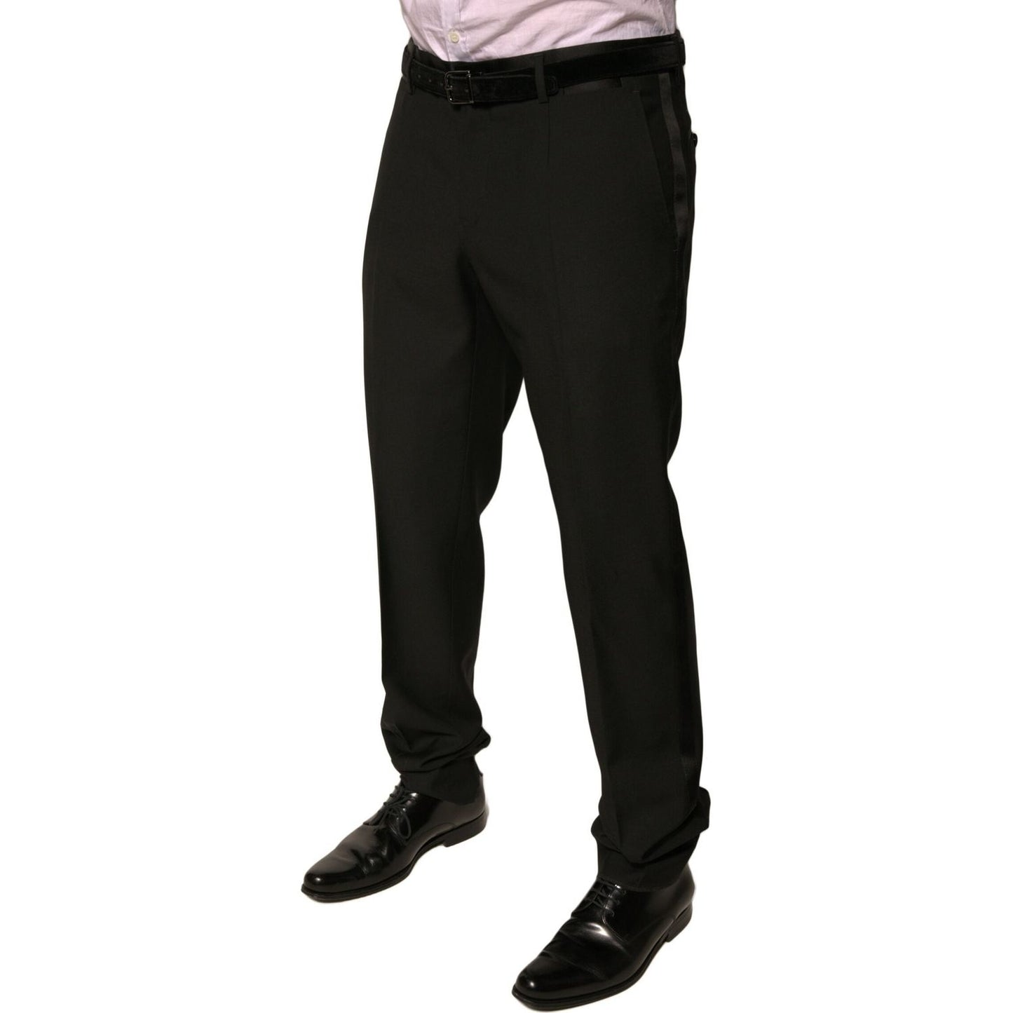 Dolce & Gabbana Black Wool Tapered Formal Dress Pants 1728,67345645728,Black,Clothing,Dolce & Gabbana,IT52 | XL,Jeans & Pants - Men - Clothing,Material: 87% Virgin Wool 10% Silk 3% Polyester,Men,Men - Clothing,Preowned / Defect PAN76070-52