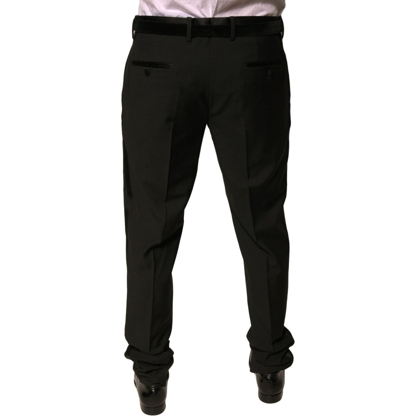 Dolce & Gabbana Black Wool Tapered Formal Dress Pants 1728,67345645728,Black,Clothing,Dolce & Gabbana,IT52 | XL,Jeans & Pants - Men - Clothing,Material: 87% Virgin Wool 10% Silk 3% Polyester,Men,Men - Clothing,Preowned / Defect PAN76070-52