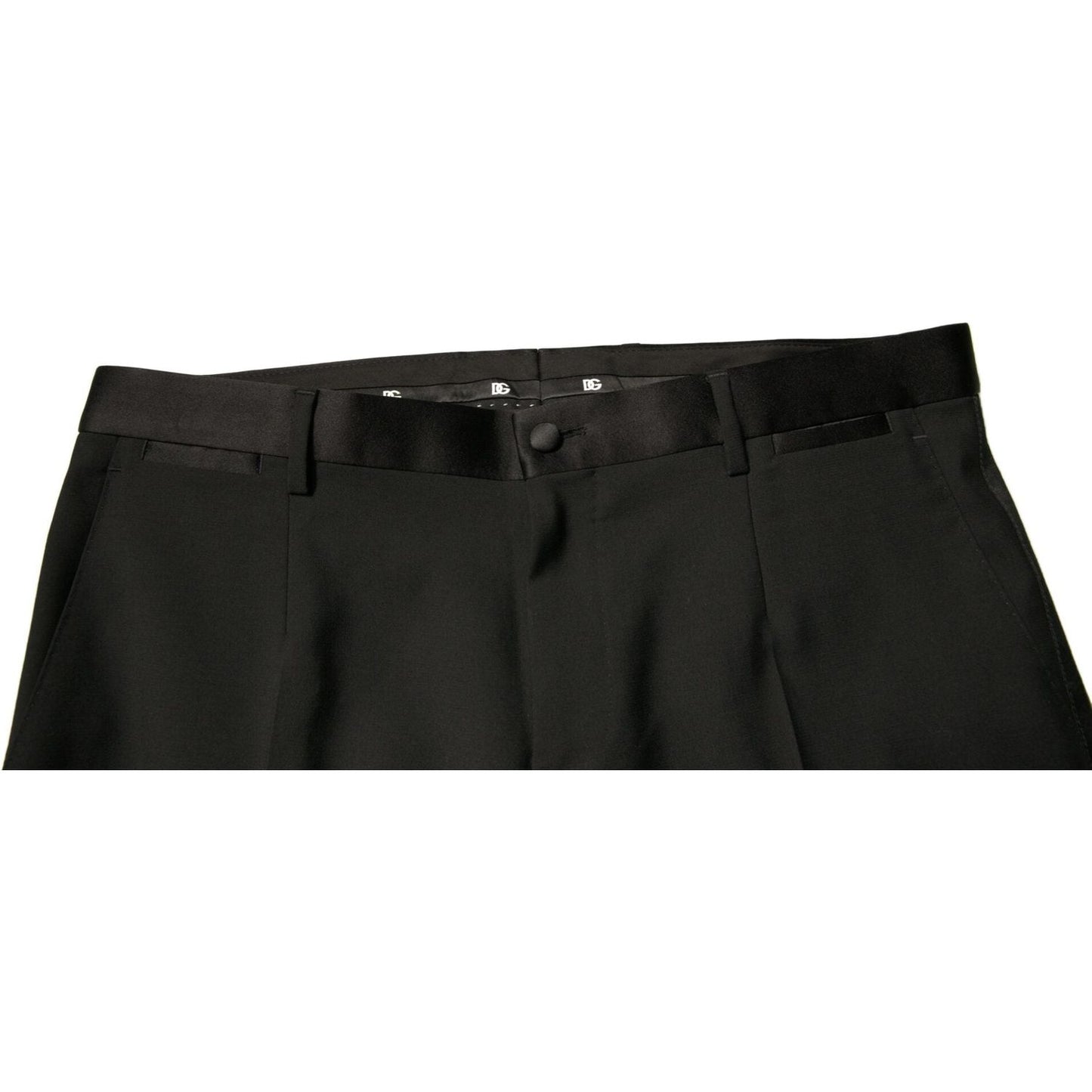 Dolce & Gabbana Black Wool Tapered Formal Dress Pants 1728,67345645728,Black,Clothing,Dolce & Gabbana,IT52 | XL,Jeans & Pants - Men - Clothing,Material: 87% Virgin Wool 10% Silk 3% Polyester,Men,Men - Clothing,Preowned / Defect PAN76070-52